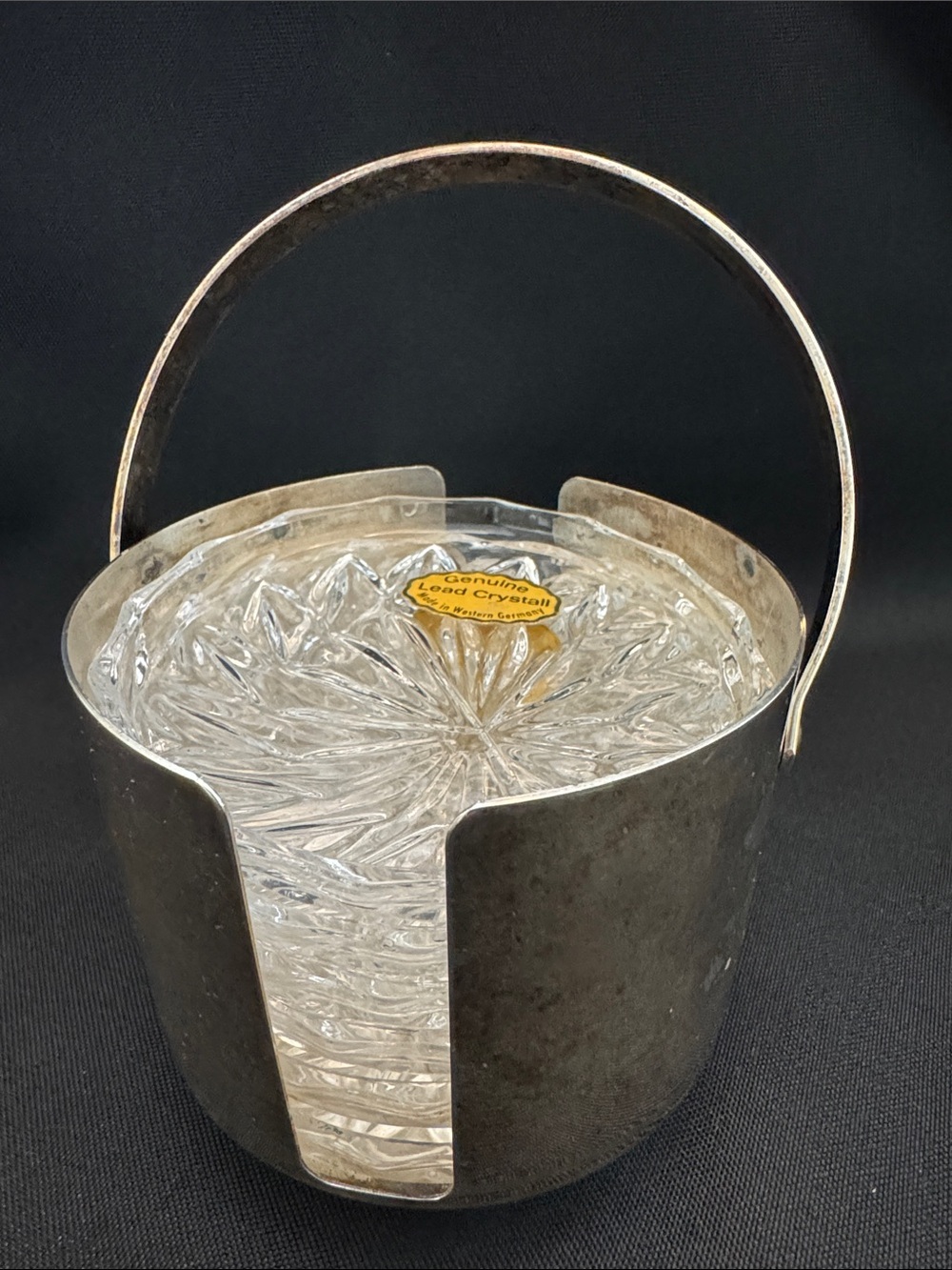 Lead Crystal Coaster Set with Silver-Tone Holder - Clear